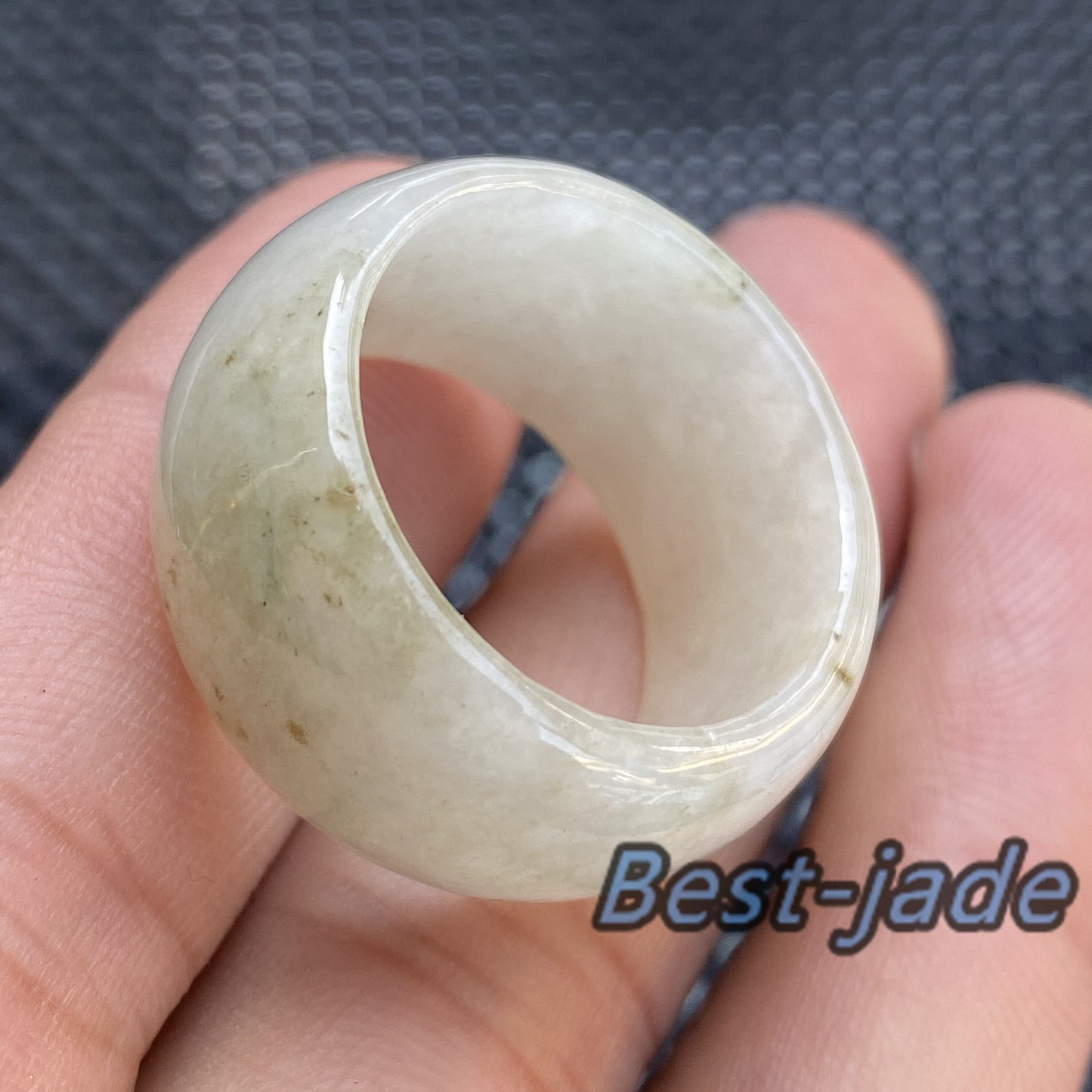 21.6mm Grade A jade Wide Band Ring Natural Real Jadeite Green gemstone thumb ring Burma jadeware Type A stone