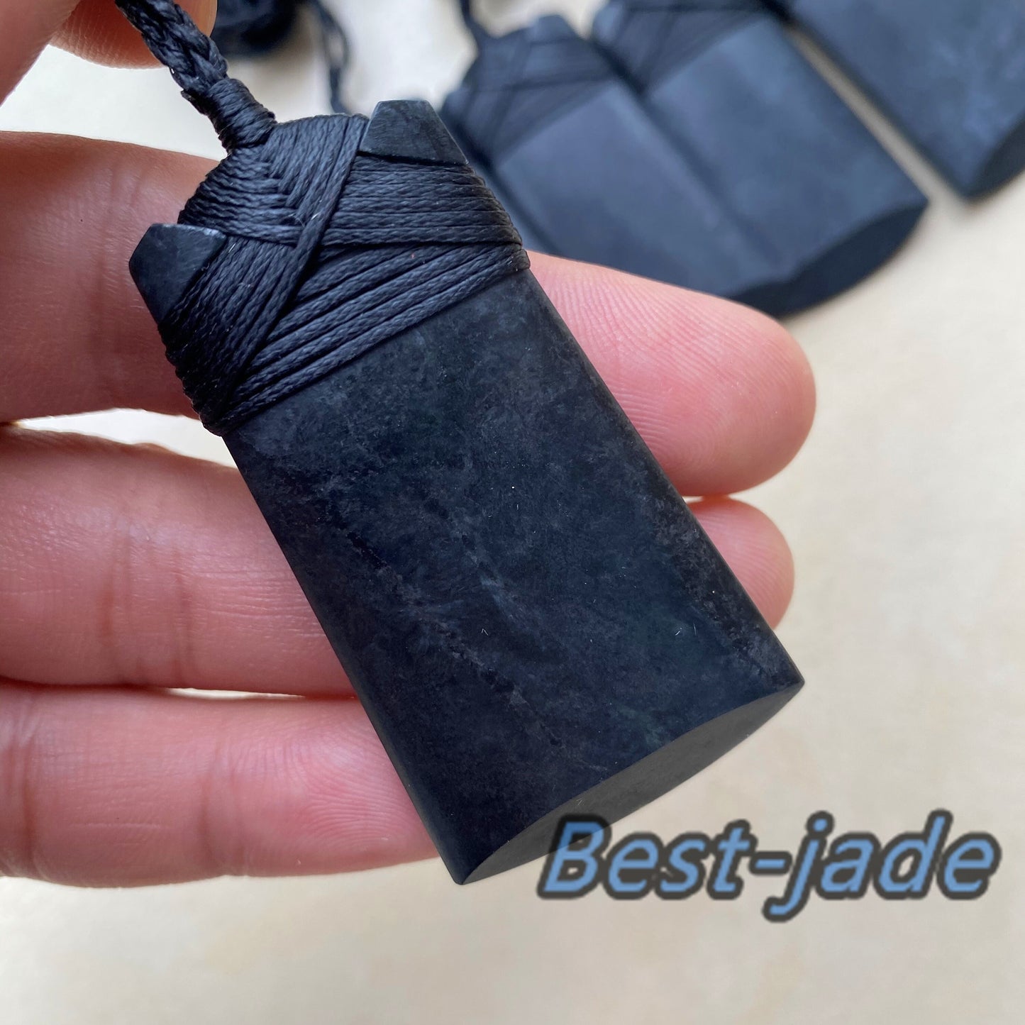 Vintage Axe Natural Australian Black Nephrite Jade Pendant Maori style Black string Genuine Aquaman Hatchet Man Necklace