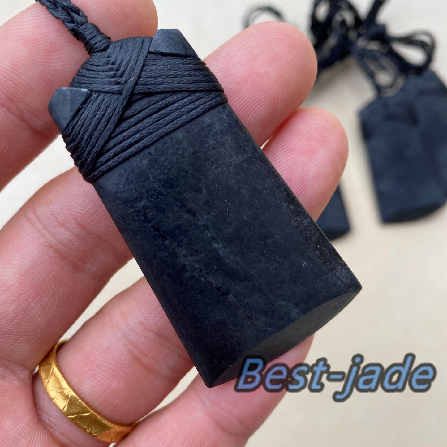 Vintage Axe Natural Australian Black Nephrite Jade Pendant Maori style Black string Genuine Aquaman Hatchet Man Necklace