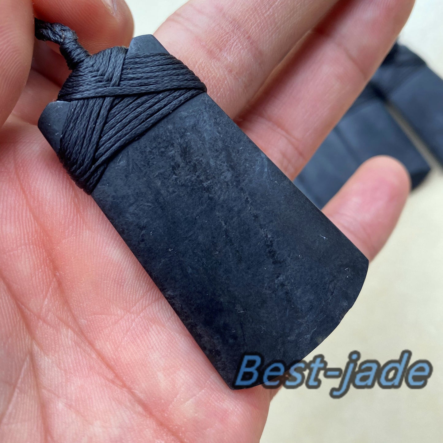 Vintage Axe Natural Australian Black Nephrite Jade Pendant Maori style Black string Genuine Aquaman Hatchet Man Necklace