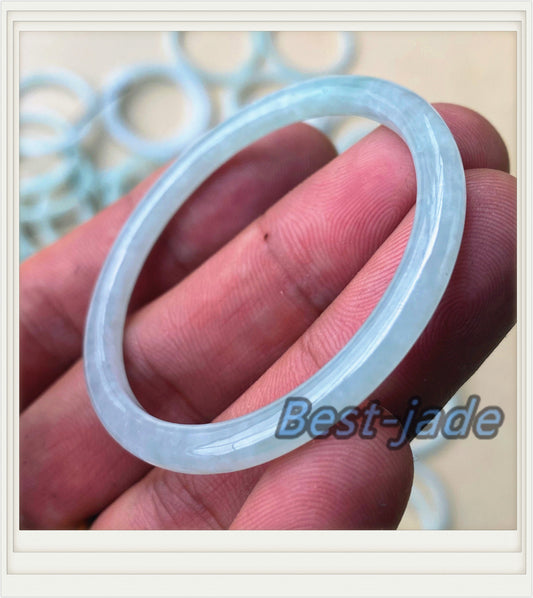 1.65in Baby Size Ice Green Grade A Jade  Burma Jadeite Bangle KID Bracelet ring Handmade Children Boy Girl trottie Chain