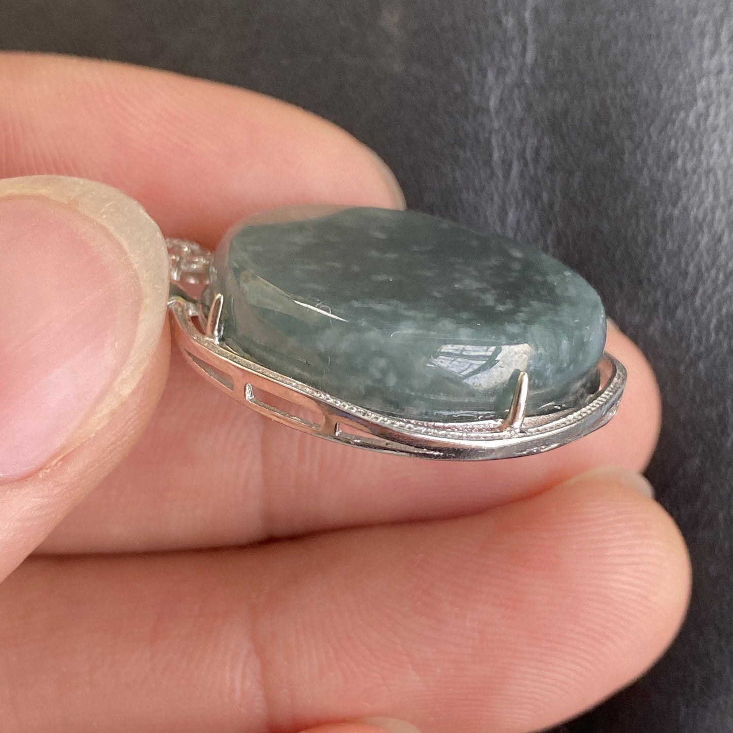 Natural Guatemalan jadeite Light Translucent Blue Grade A jade Round Circle pendant with 925 Sterling Silver button bail necklace jade bead