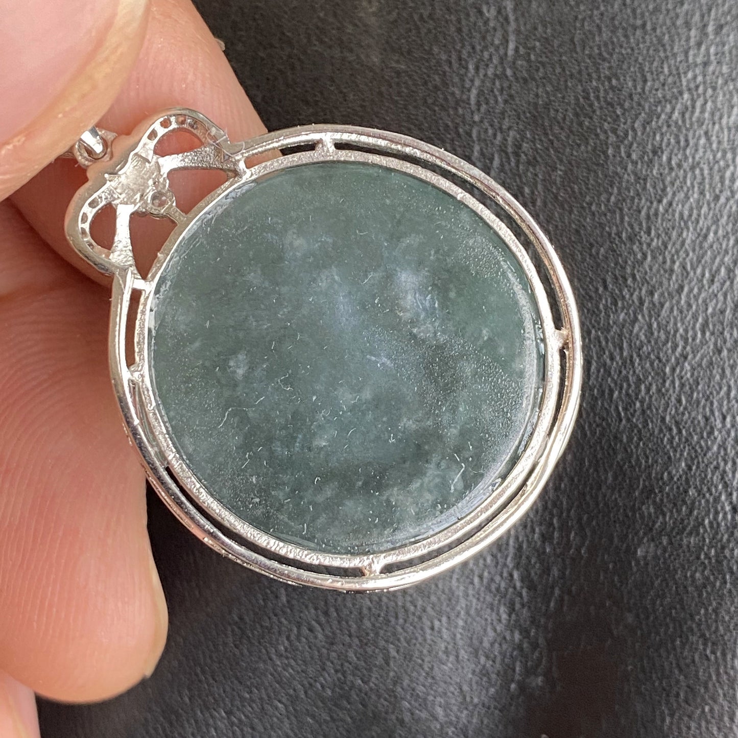 Natural Guatemalan jadeite Light Translucent Blue Grade A jade Round Circle pendant with 925 Sterling Silver button bail necklace jade bead