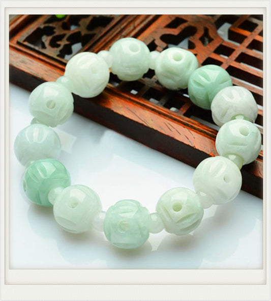 Grade A Natural Jadeite Bracelet Burma Jade bangle Lady Chain A stone Armband string rope