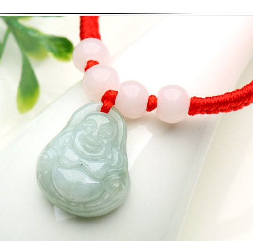 Buddha Bracelet Grade A  Jadeite Burma Jade Girl Kid bead bangle Female Chain A stone Armband Red string rope