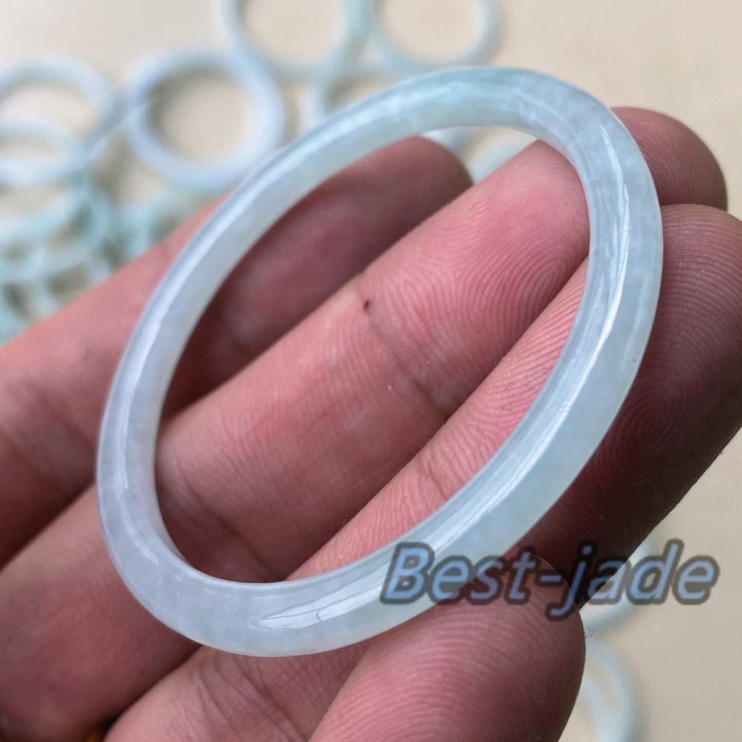 1.65in Baby Size Ice Green Grade A Jade  Burma Jadeite Bangle KID Bracelet ring Handmade Children Boy Girl trottie Chain