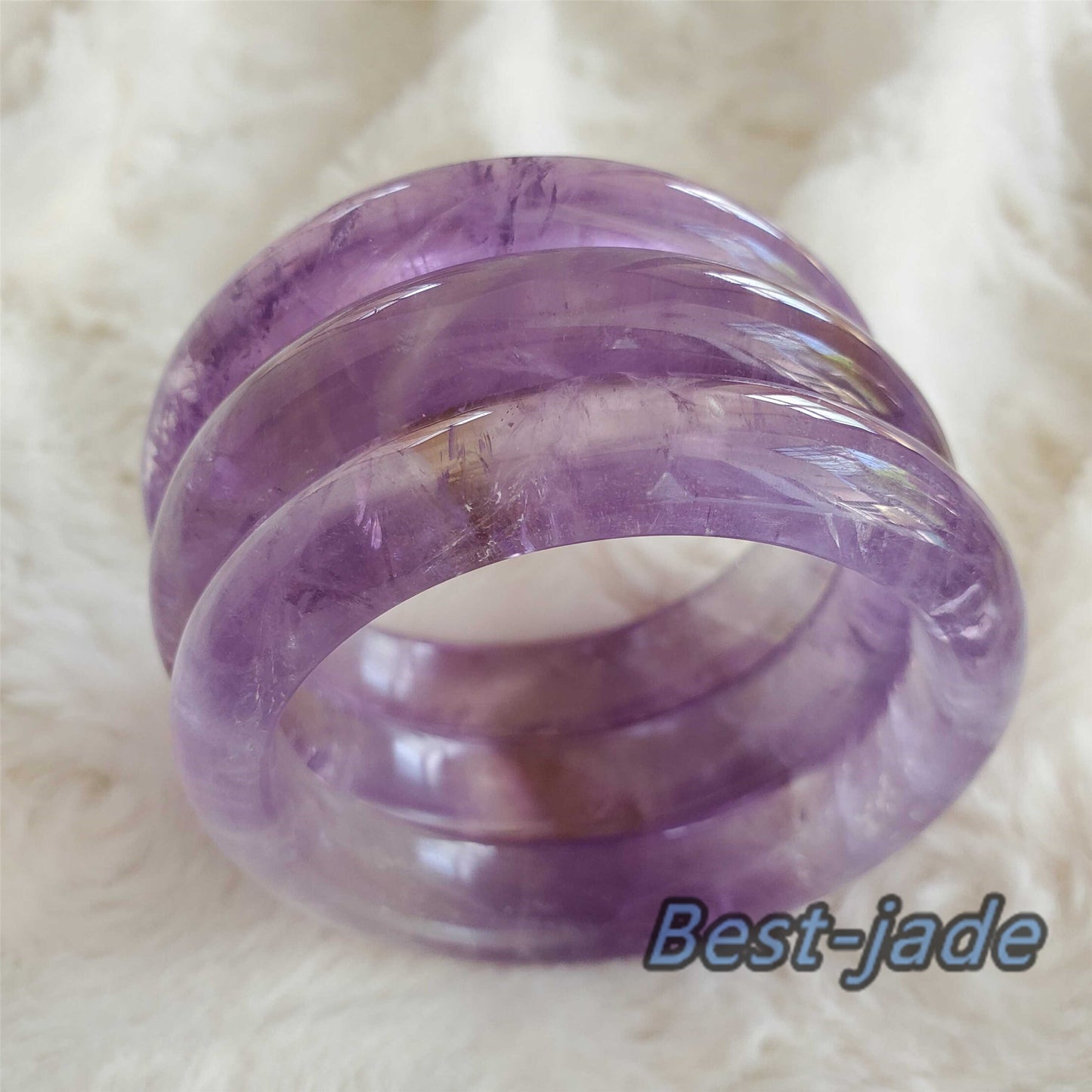 52-64mm Wholesale Natural Amethyst Round BANGLE amethystine bracelet Translucent Purple Quartz lavender crystal Chain A jade stone gift