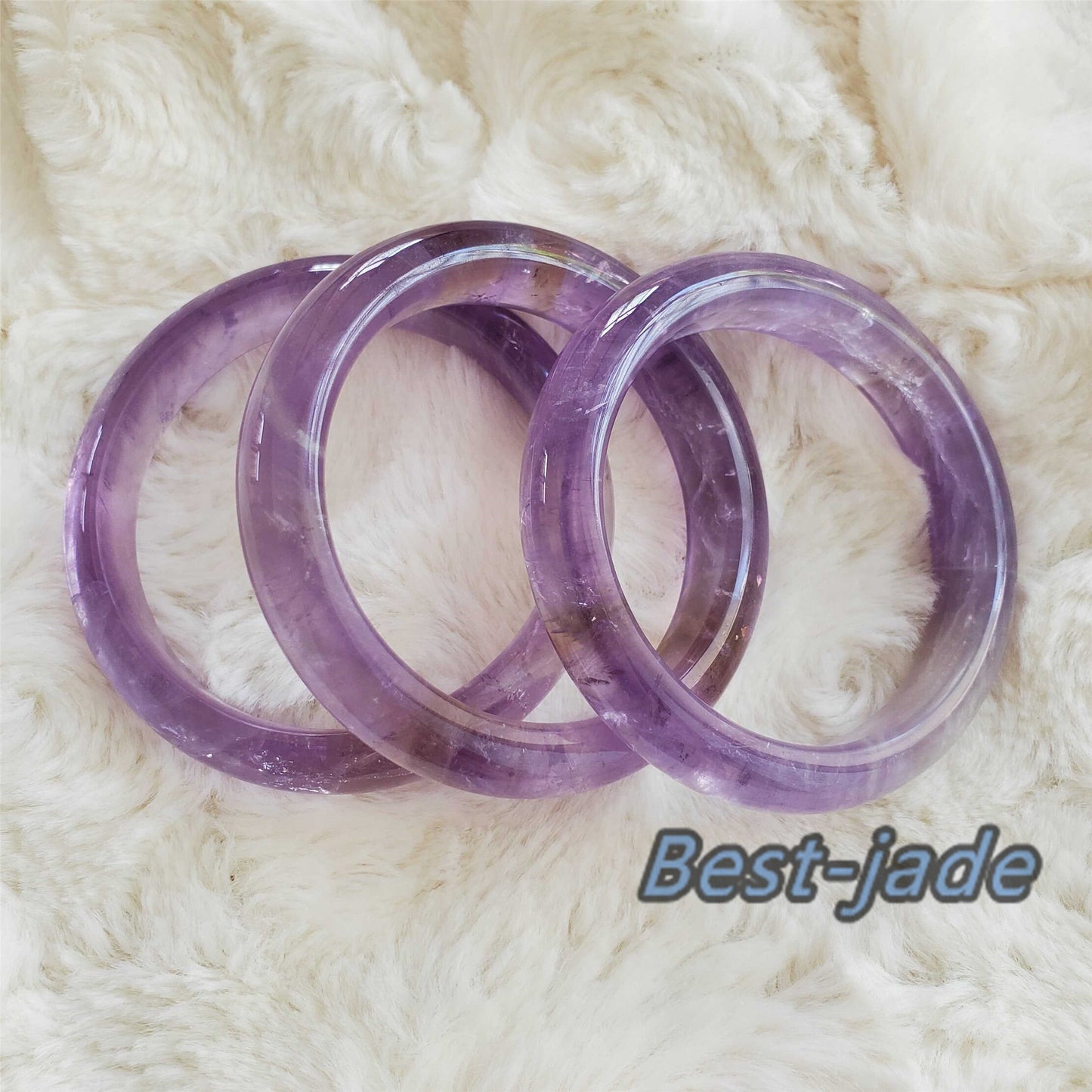 52-64mm Wholesale Natural Amethyst Round BANGLE amethystine bracelet Translucent Purple Quartz lavender crystal Chain A jade stone gift