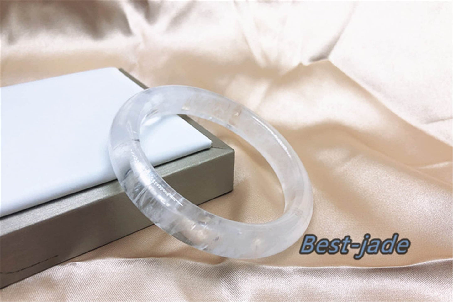 54-64mm Wholesale Natural  Clear Quartz Round BANGLE crystal bracelet Translucent white Chain A jade stone gift