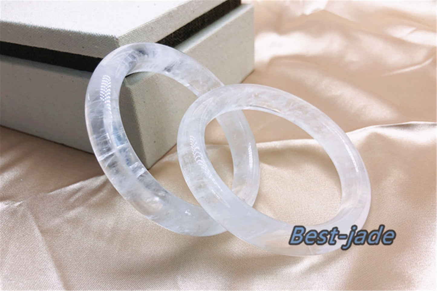 54-64mm Wholesale Natural  Clear Quartz Round BANGLE crystal bracelet Translucent white Chain A jade stone gift