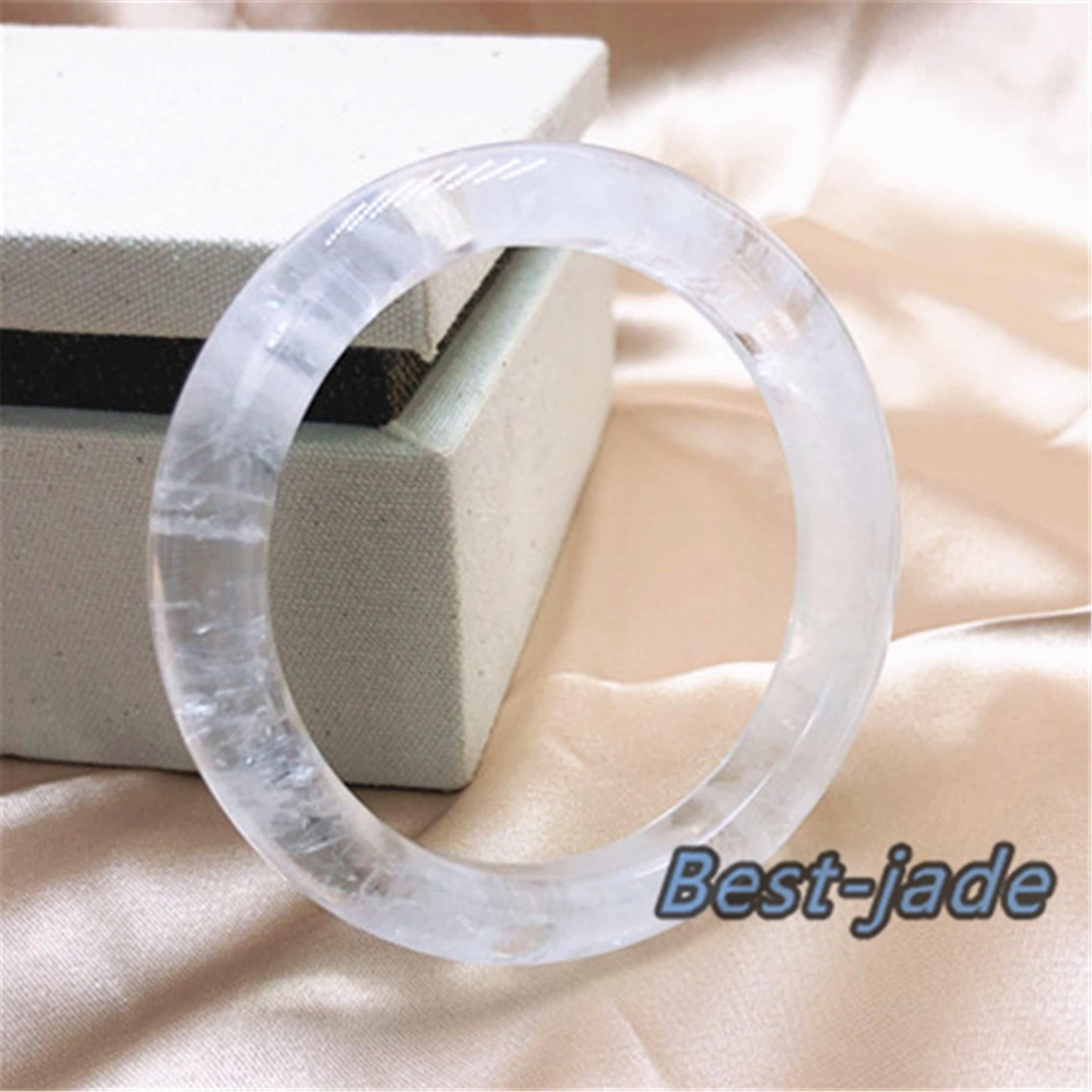 54-64mm Wholesale Natural  Clear Quartz Round BANGLE crystal bracelet Translucent white Chain A jade stone gift