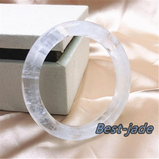 54-64mm Wholesale Natural  Clear Quartz Round BANGLE crystal bracelet Translucent white Chain A jade stone gift