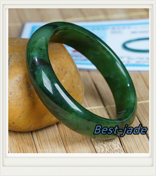 Großhandel Grüner Nephrit Runder Armreif Natürlicher Grünstein Kanadisches Jadearmband Pounamu Nephrit Jade Kanadische Grade A Jade BC Schmuck Geschenk