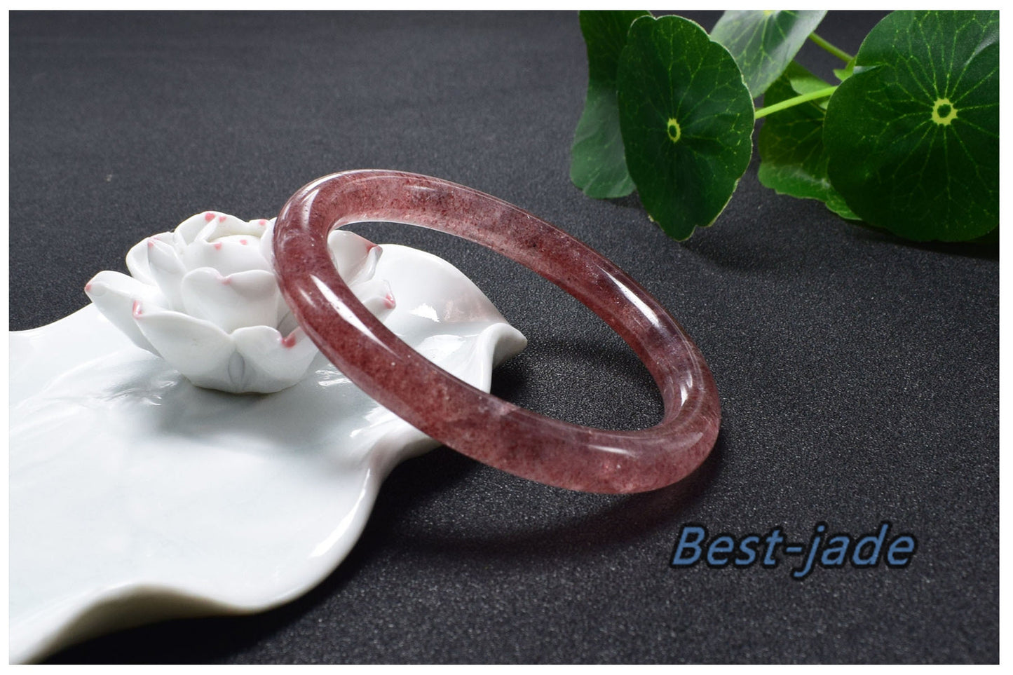 54-62mm Wholesale Strawberry Crystal Bangle Rose Quartz Gemstone Round bar Bracelet Gifts Jewerly