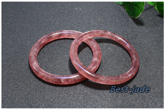 54-62mm Wholesale Strawberry Crystal Bangle Rose Quartz Gemstone Round bar Bracelet Gifts Jewerly