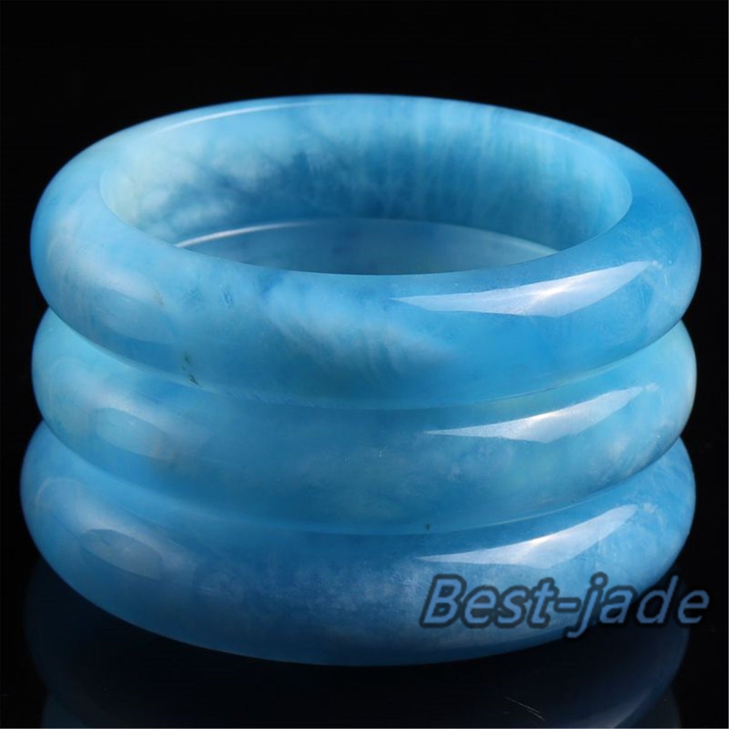 52-64mm Natural Solid Aquamarine Bangle Blue Quartz Crystal Gemstone Round Bracelet Bridal Bridesmaid Gifts for Wedding Gifts Jewerly jade