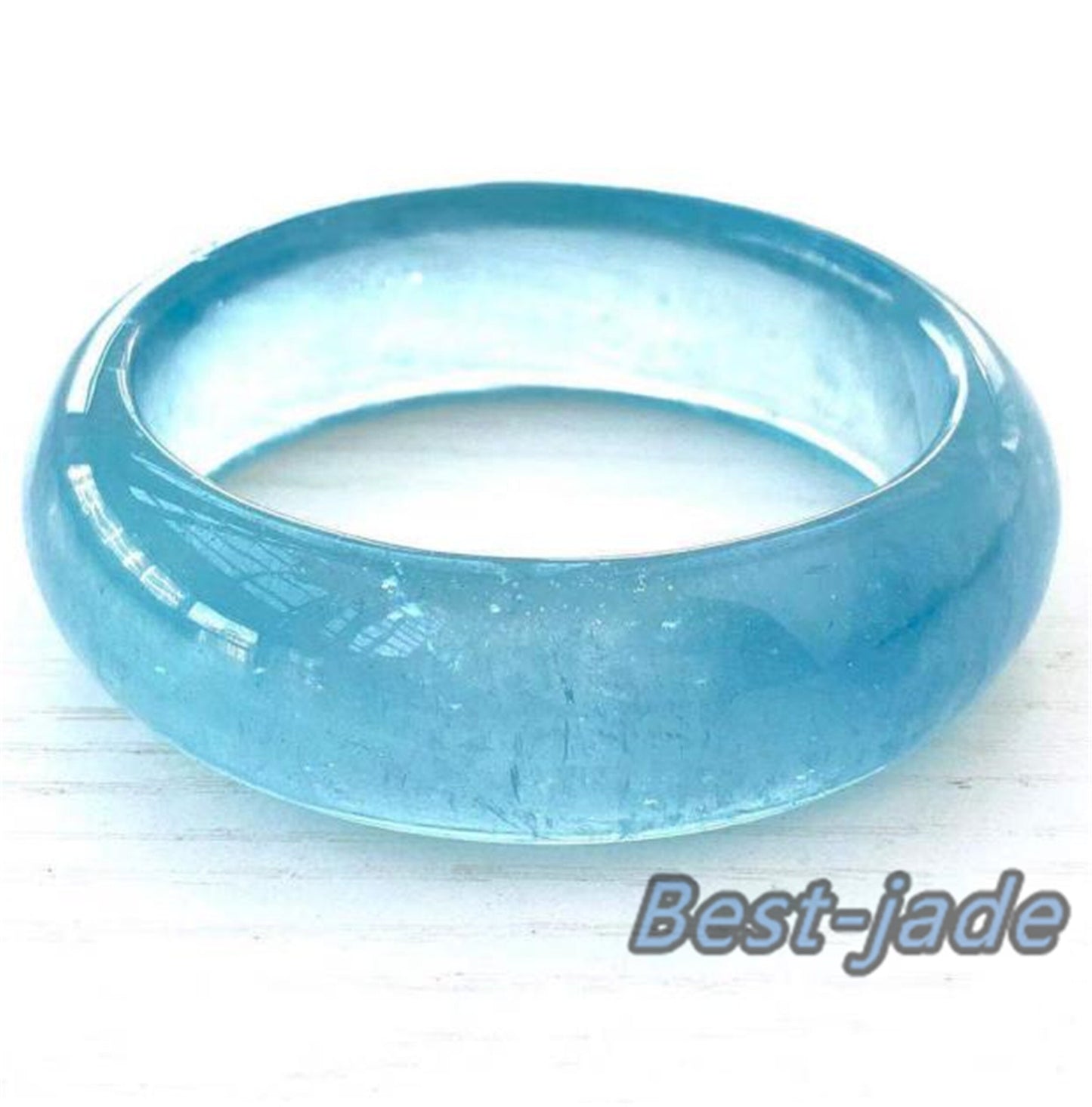 52-64mm Top Natural Solid Aquamarine Bangle Blue Quartz Crystal Gemstone Round Bracelet Bridal Bridesmaid Gifts for Wedding Gifts Jewerly