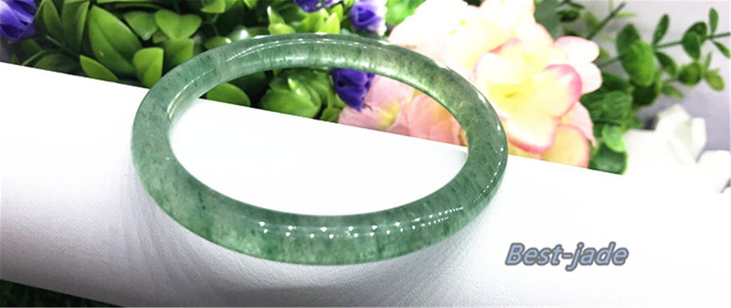 54-62mm Natural Green Strawberry Crystal Bangle Rose Quartz Gemstone Round bar Bracelet  Jewerly Engagement gift Gifts