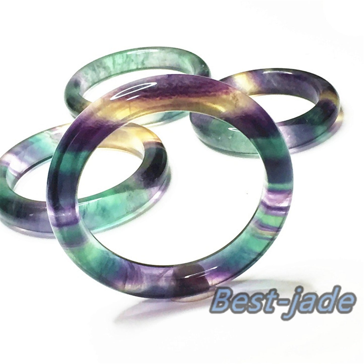 54-64mm Natural fluorite Bangle fluorspar Quartz Gemstone Round bar Bracelet Jewerly Engagement gift Gifts