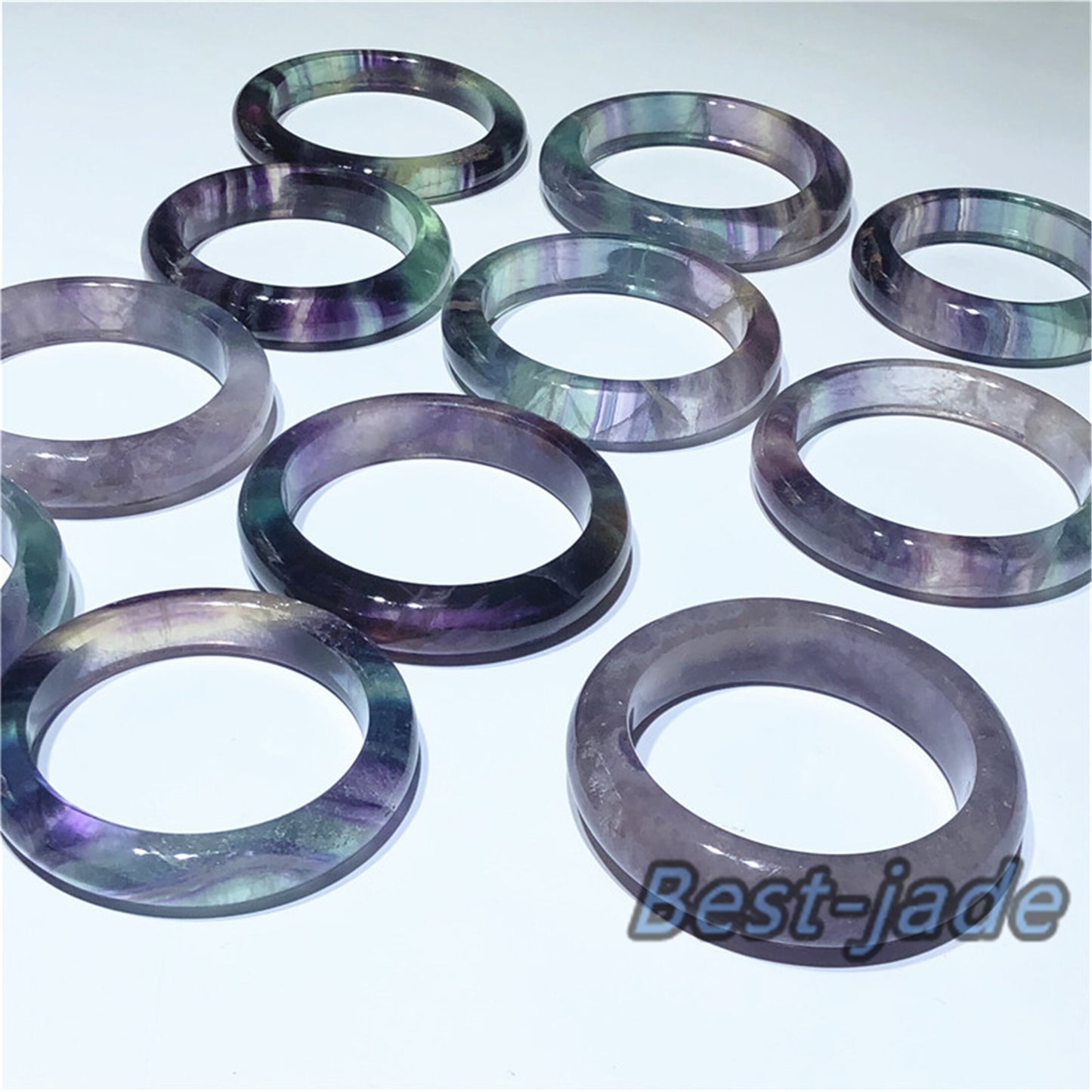 54-64mm Natural fluorite Bangle fluorspar Quartz Gemstone Round bar Bracelet Jewerly Engagement gift Gifts