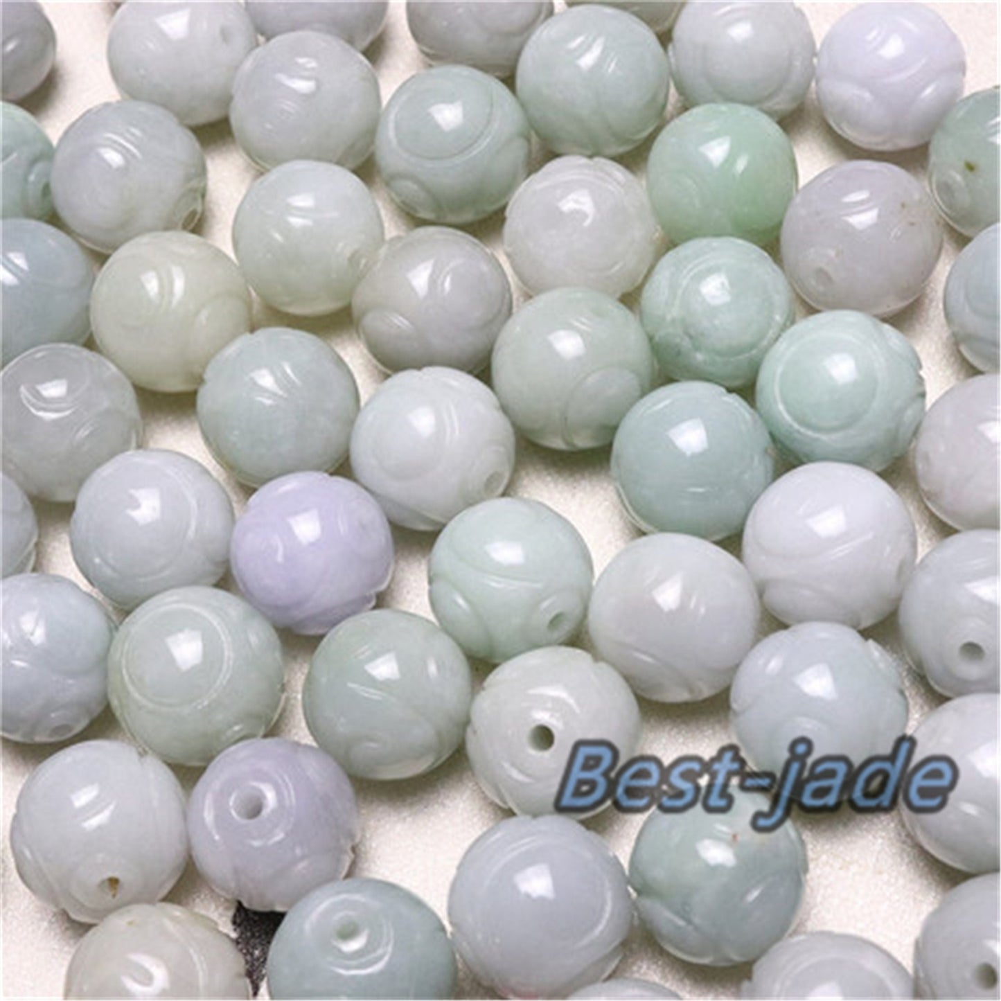 100PCS 13mm Real Grade A Jade Dragon Bead Burma Jadeite White jade Earrings Ball hand carved DIY Jewelry gift