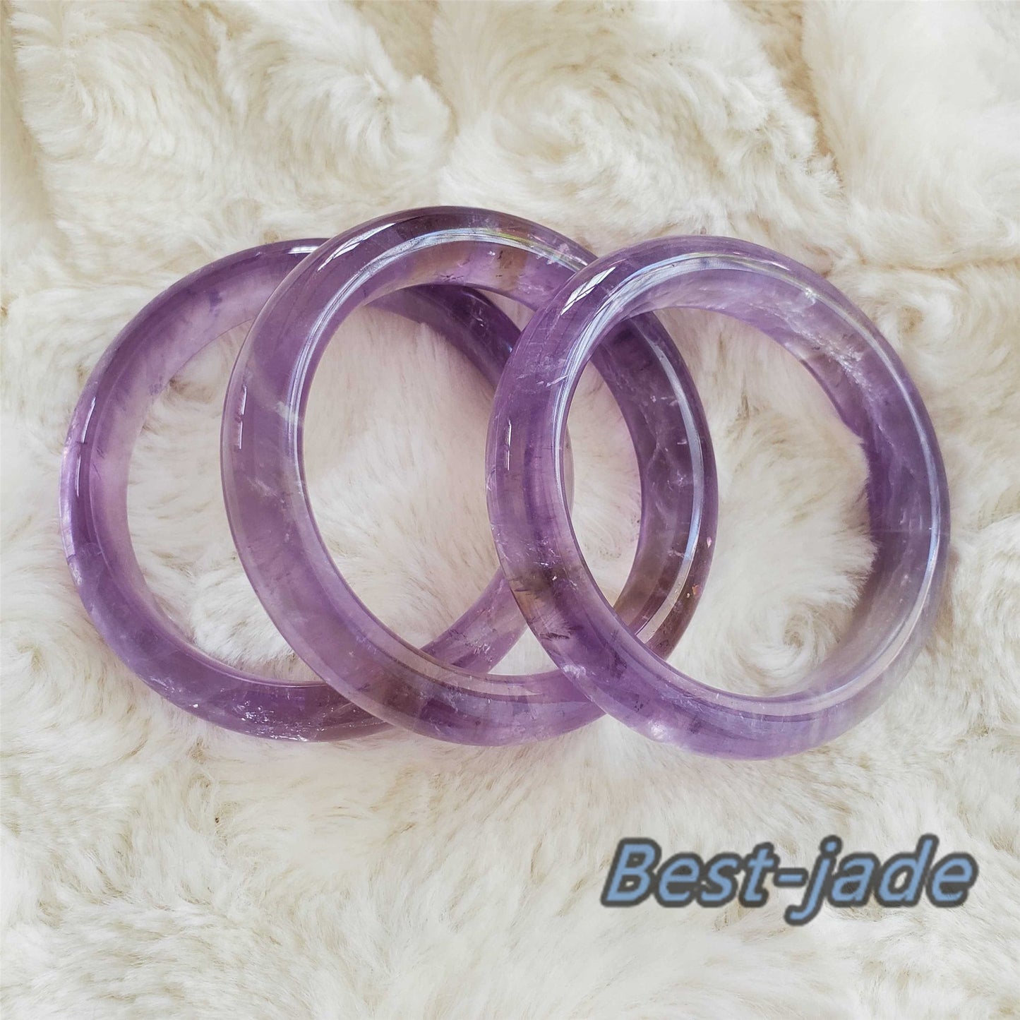 52-64mm Wholesale Natural Amethyst Round BANGLE amethystine bracelet Translucent Purple Quartz lavender crystal Chain A jade stone gift