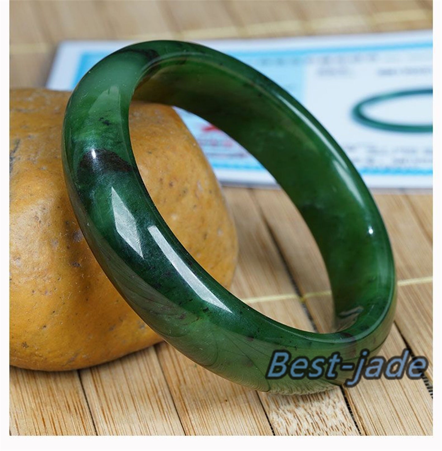 Großhandel Grüner Nephrit Runder Armreif Natürlicher Grünstein Kanadisches Jadearmband Pounamu Nephrit Jade Kanadische Grade A Jade BC Schmuck Geschenk