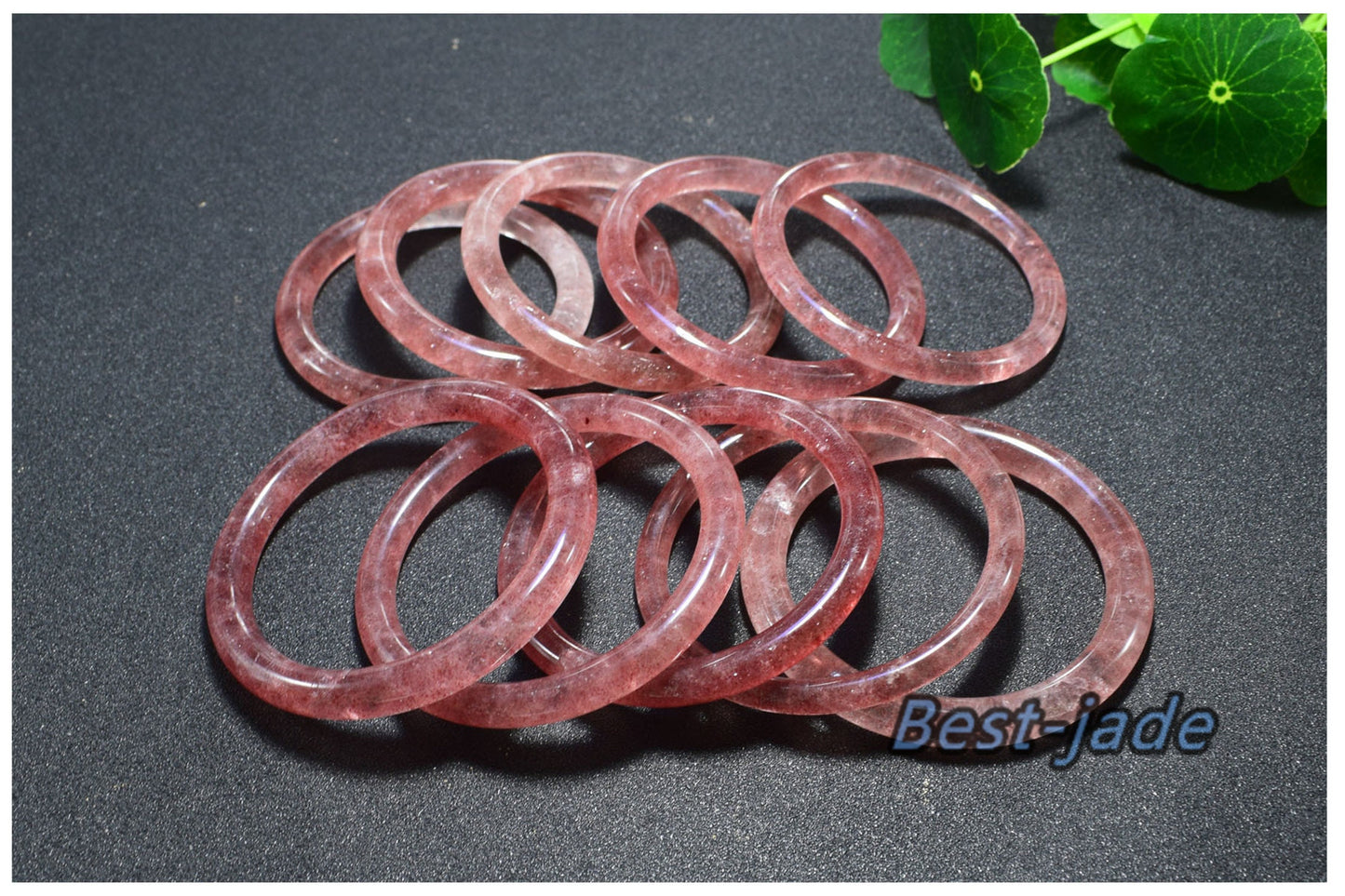 54-62mm Wholesale Strawberry Crystal Bangle Rose Quartz Gemstone Round bar Bracelet Gifts Jewerly