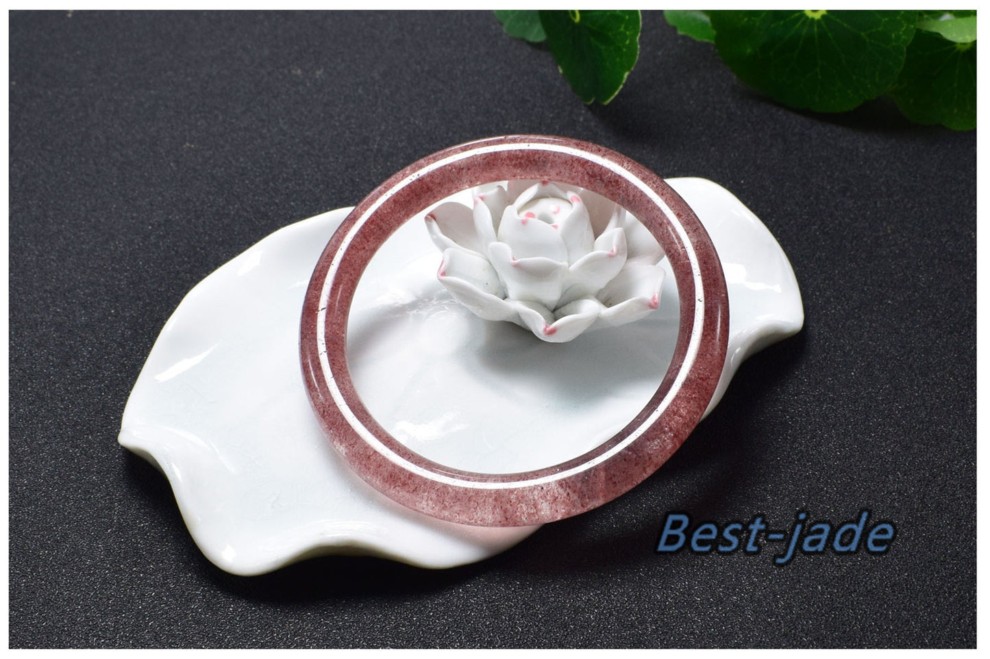 54-62mm Wholesale Strawberry Crystal Bangle Rose Quartz Gemstone Round bar Bracelet Gifts Jewerly