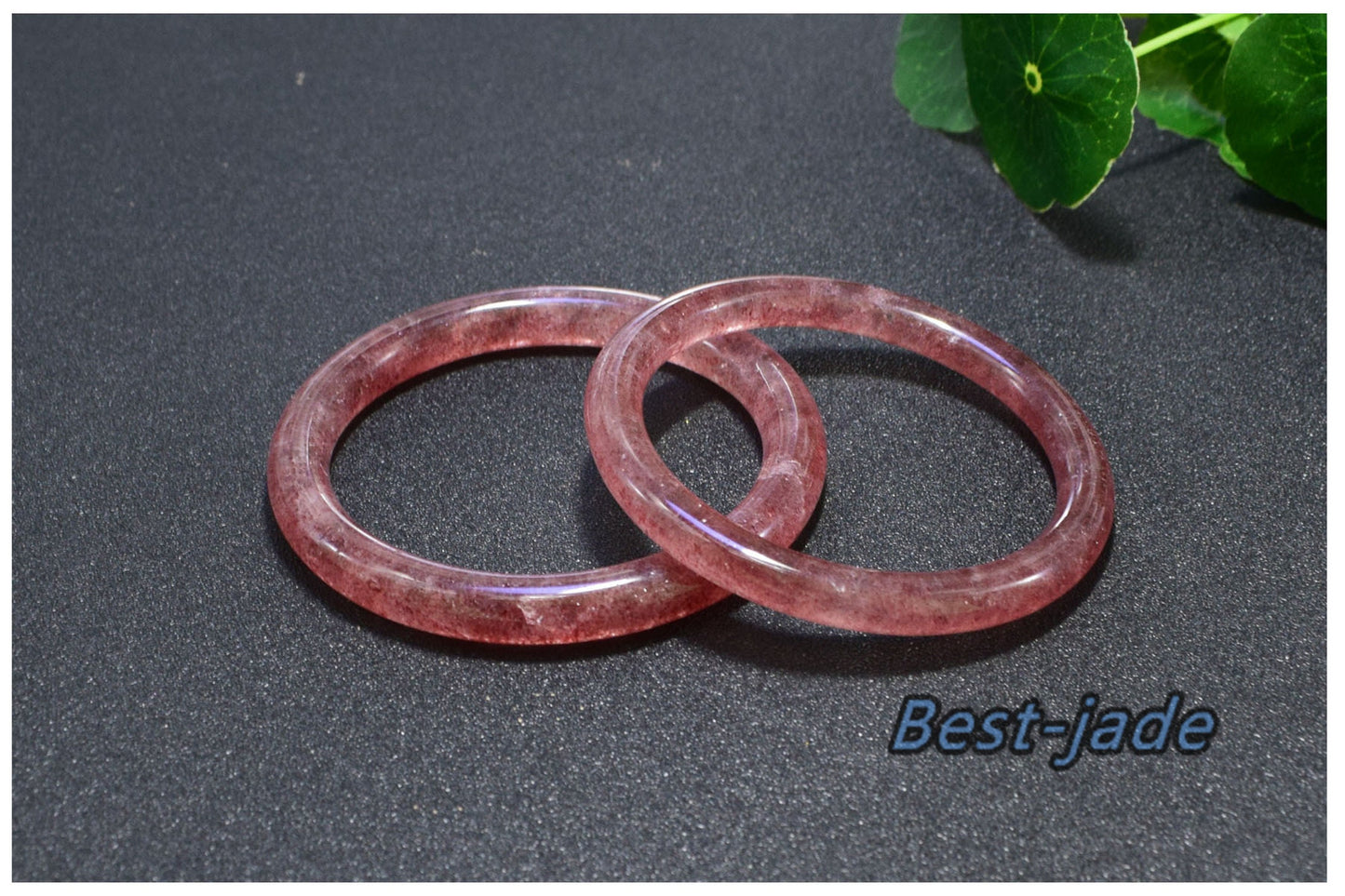 54-62mm Wholesale Strawberry Crystal Bangle Rose Quartz Gemstone Round bar Bracelet Gifts Jewerly