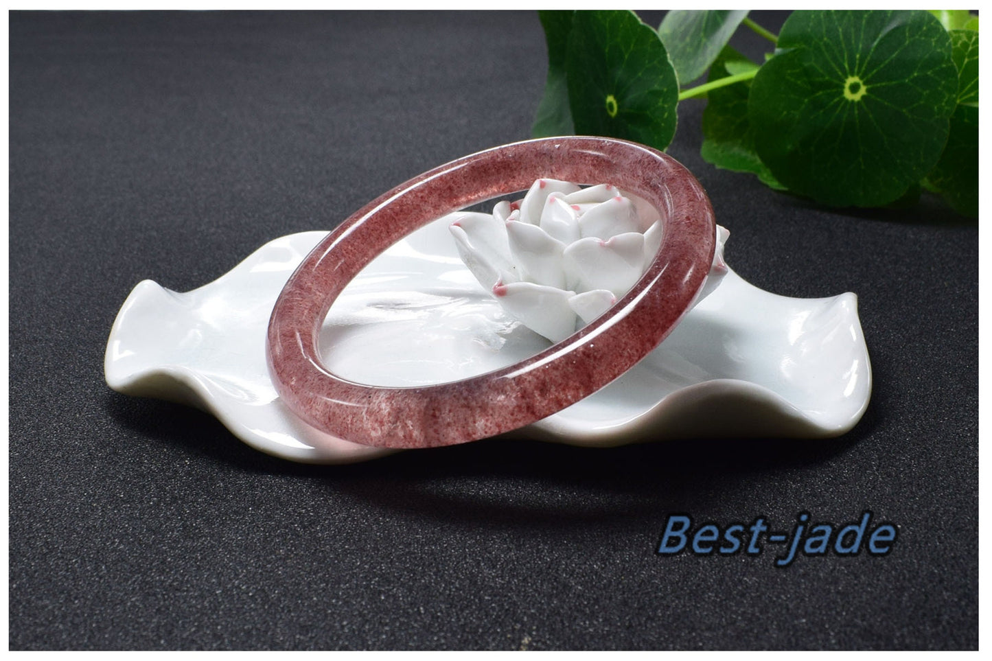 54-62mm Wholesale Strawberry Crystal Bangle Rose Quartz Gemstone Round bar Bracelet Gifts Jewerly