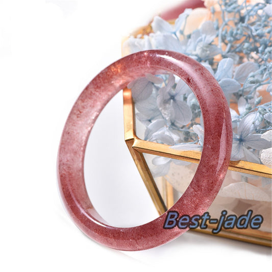 54-62mm Wholesale Strawberry Crystal Bangle Rose Quartz Gemstone Round bar Bracelet Gifts Jewerly