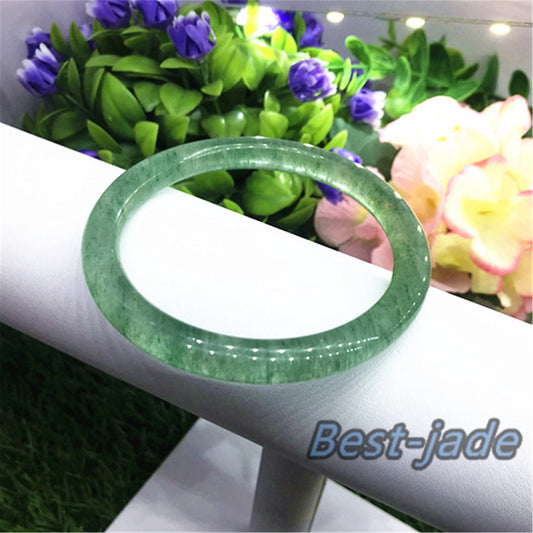 54-62mm Natural Green Strawberry Crystal Bangle Rose Quartz Gemstone Round bar Bracelet  Jewerly Engagement gift Gifts