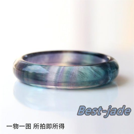 54-64mm Natural fluorite Bangle fluorspar Quartz Gemstone Round bar Bracelet Jewerly Engagement gift Gifts