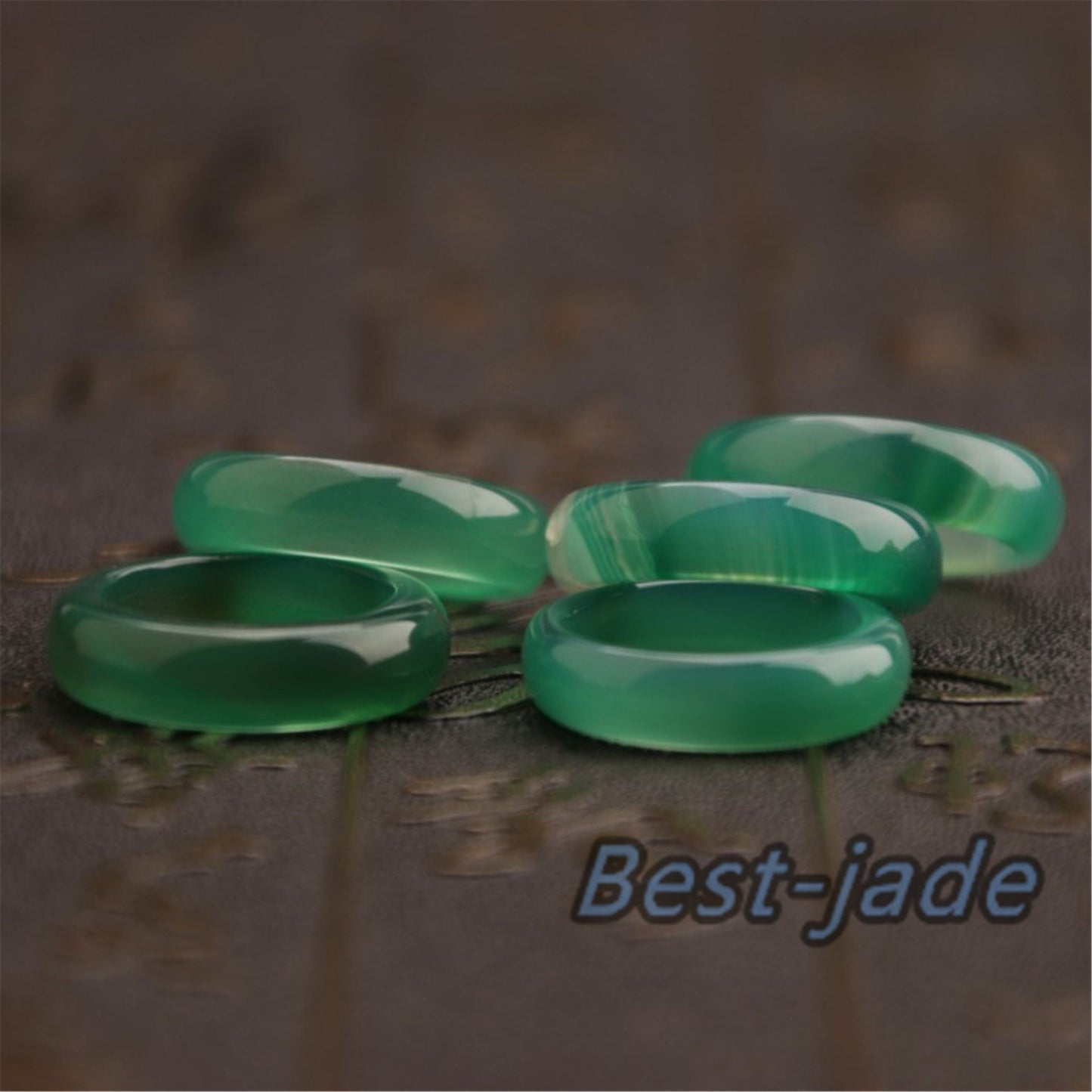 US Size 6-10 Transparent jade ring Wholesale 6 Colors Natural agate Blue Yellow White Black Red Pink gemstone Lady jasper ring Jewelry gift