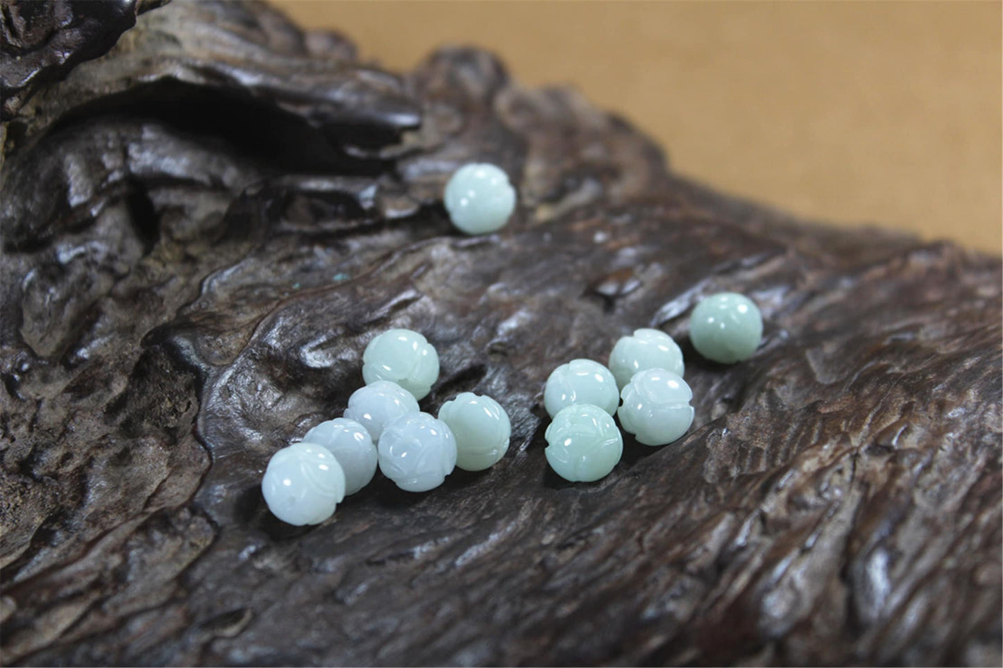 100PCS 7-13mm Real Grade A Jade lotus flower Bead Burma Jadeite White jade Earrings Ball hand carved DIY Jewelry gift