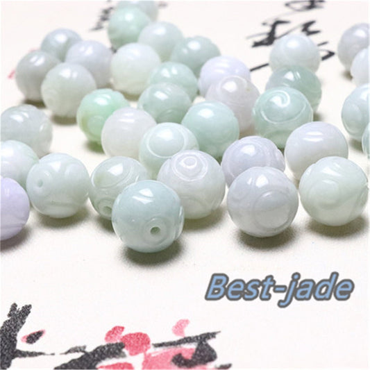 100PCS 13mm Real Grade A Jade Dragon Bead Burma Jadeite White jade Earrings Ball hand carved DIY Jewelry gift