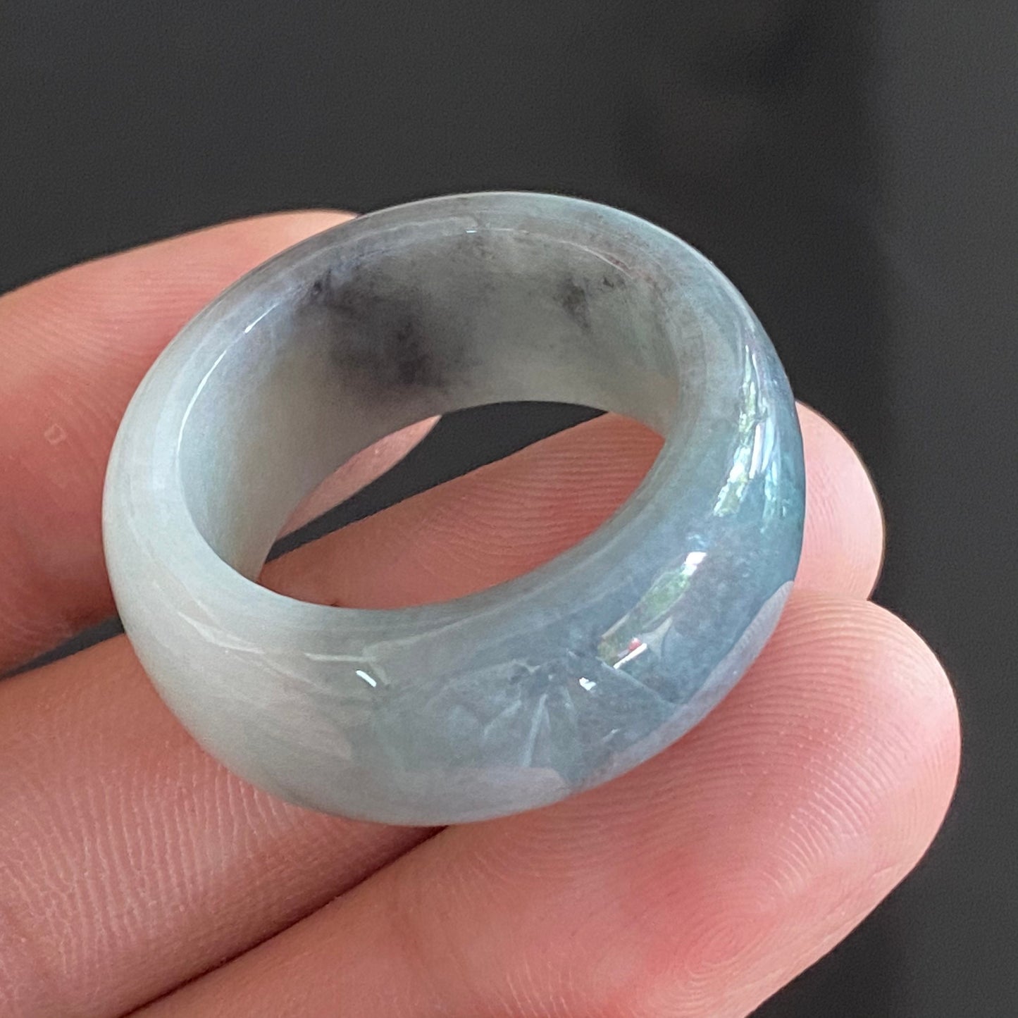 Huge 24.3mm Grade A jade Wide Band Ring  Natural Real Jadeite Hand carved bead Green gemstone Burma Lady jadeware Type A stone