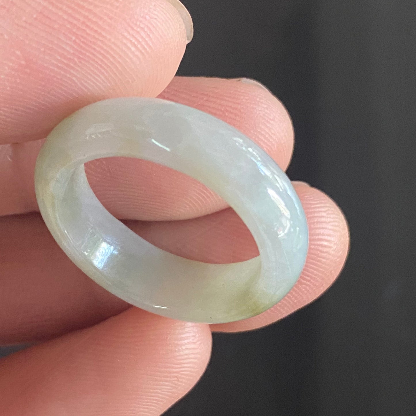 20.4mm Yellow Grade A jade Narrow Band Ring Natural Real Jadeite Hand carved bead Green gemstone Burma Lady jadeware rings Type A stone