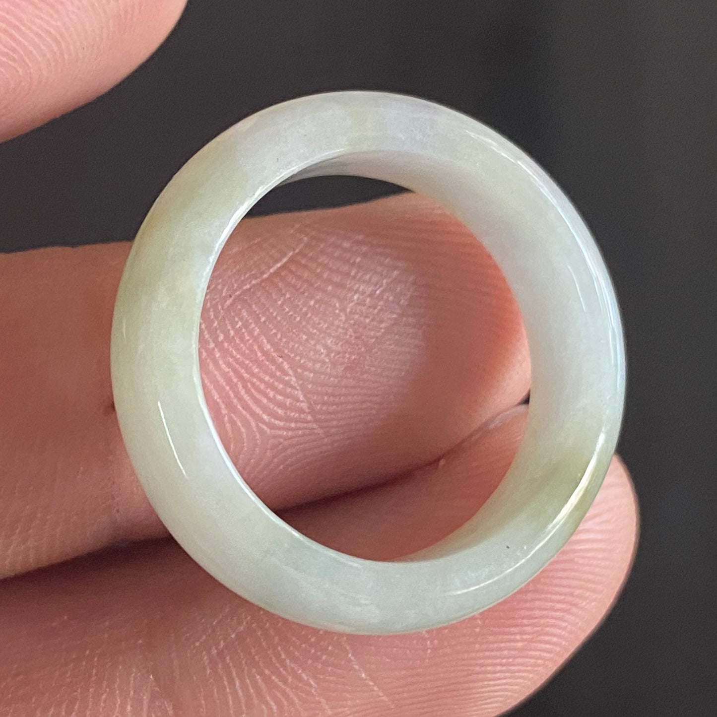 20.4mm Yellow Grade A jade Narrow Band Ring Natural Real Jadeite Hand carved bead Green gemstone Burma Lady jadeware rings Type A stone