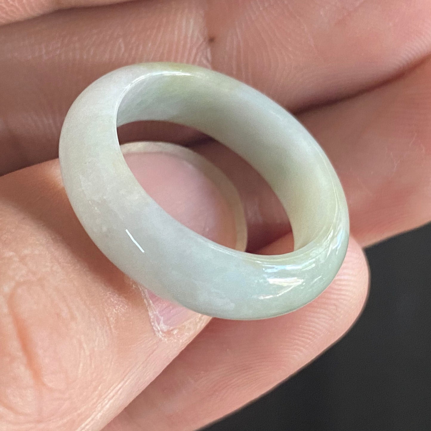 20.4mm Yellow Grade A jade Narrow Band Ring Natural Real Jadeite Hand carved bead Green gemstone Burma Lady jadeware rings Type A stone