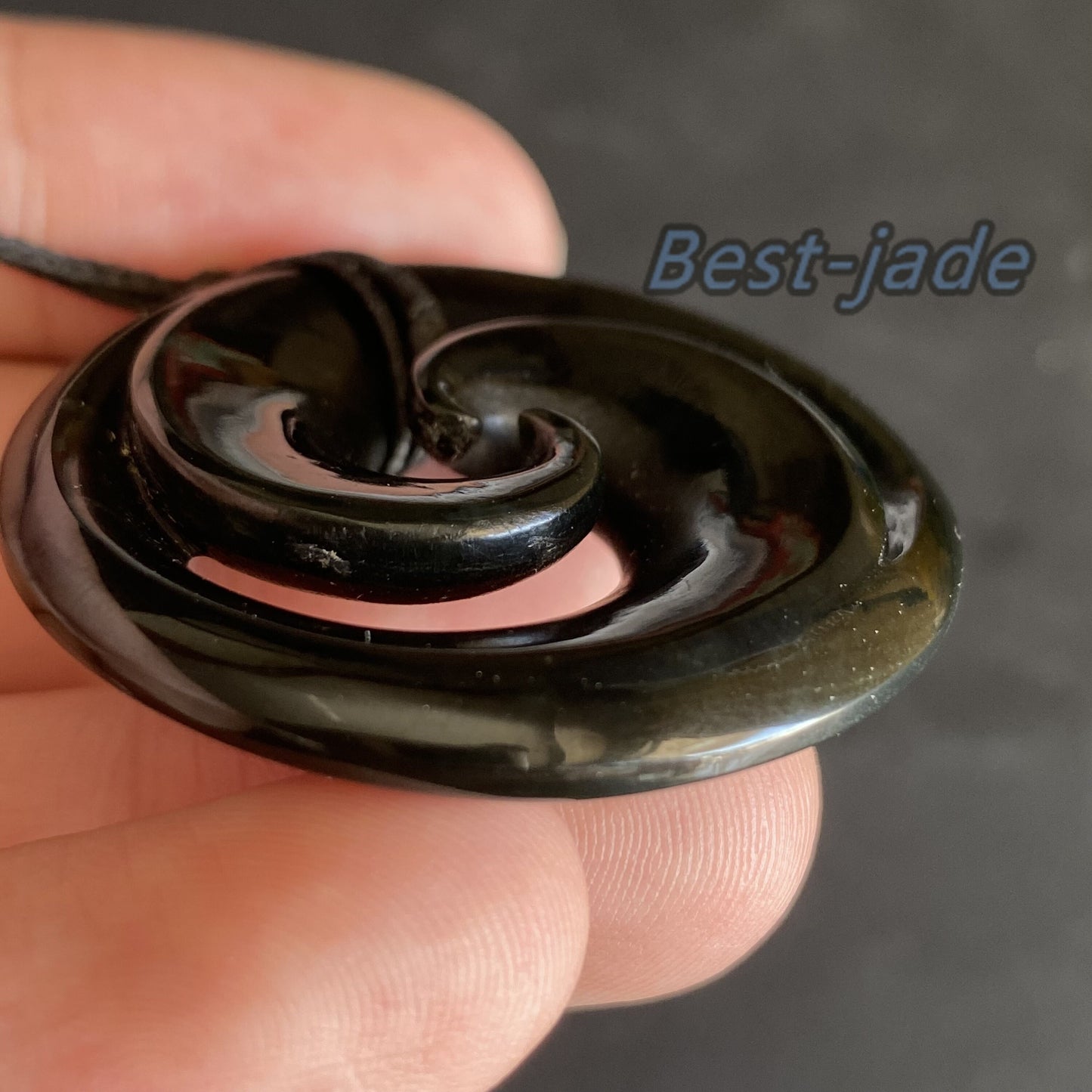 Vintage Round Hook Natural Australian Black Nephrite Jade Pendant Maori Style NZ Greenstone Pounamu Genuine jasper Jewelry Necklace