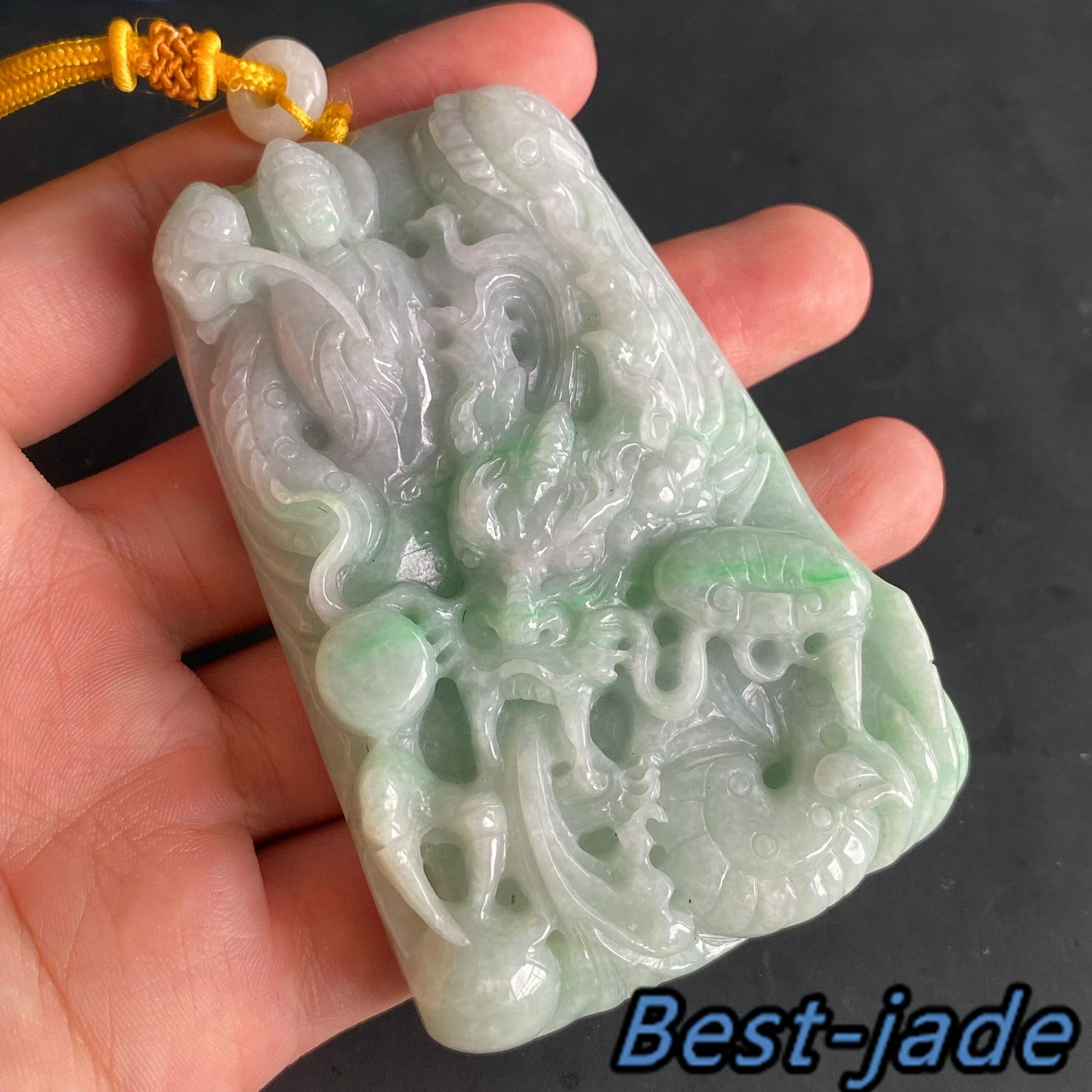 BIG Dragon Grade A jade Hand craved Natural Green Burma Jadeite man pendant necklace BEADS  ice Gemstone Green jadeit  jadéite 翡翠天然龙牌