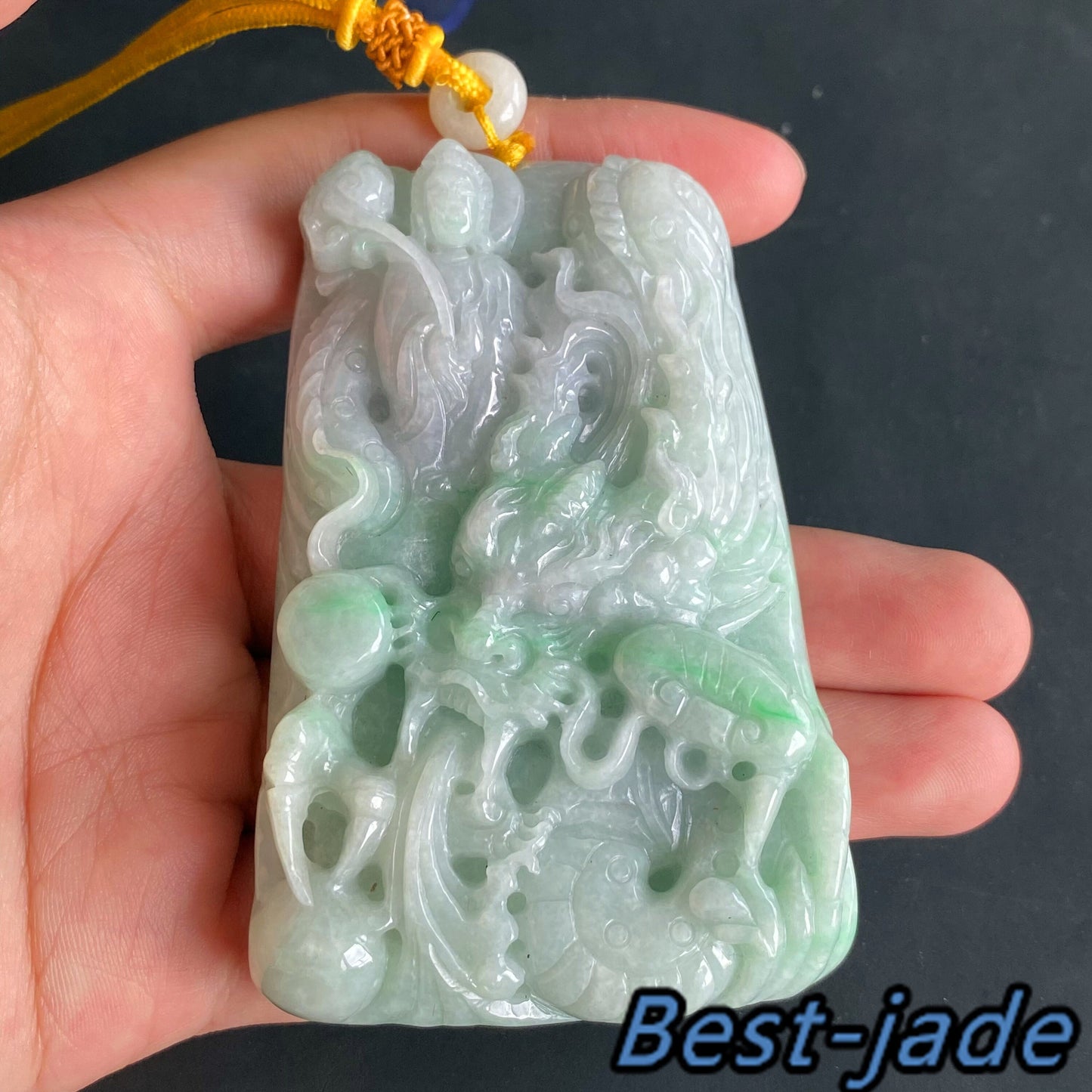 BIG Dragon Grade A jade Hand craved Natural Green Burma Jadeite man pendant necklace BEADS  ice Gemstone Green jadeit  jadéite 翡翠天然龙牌