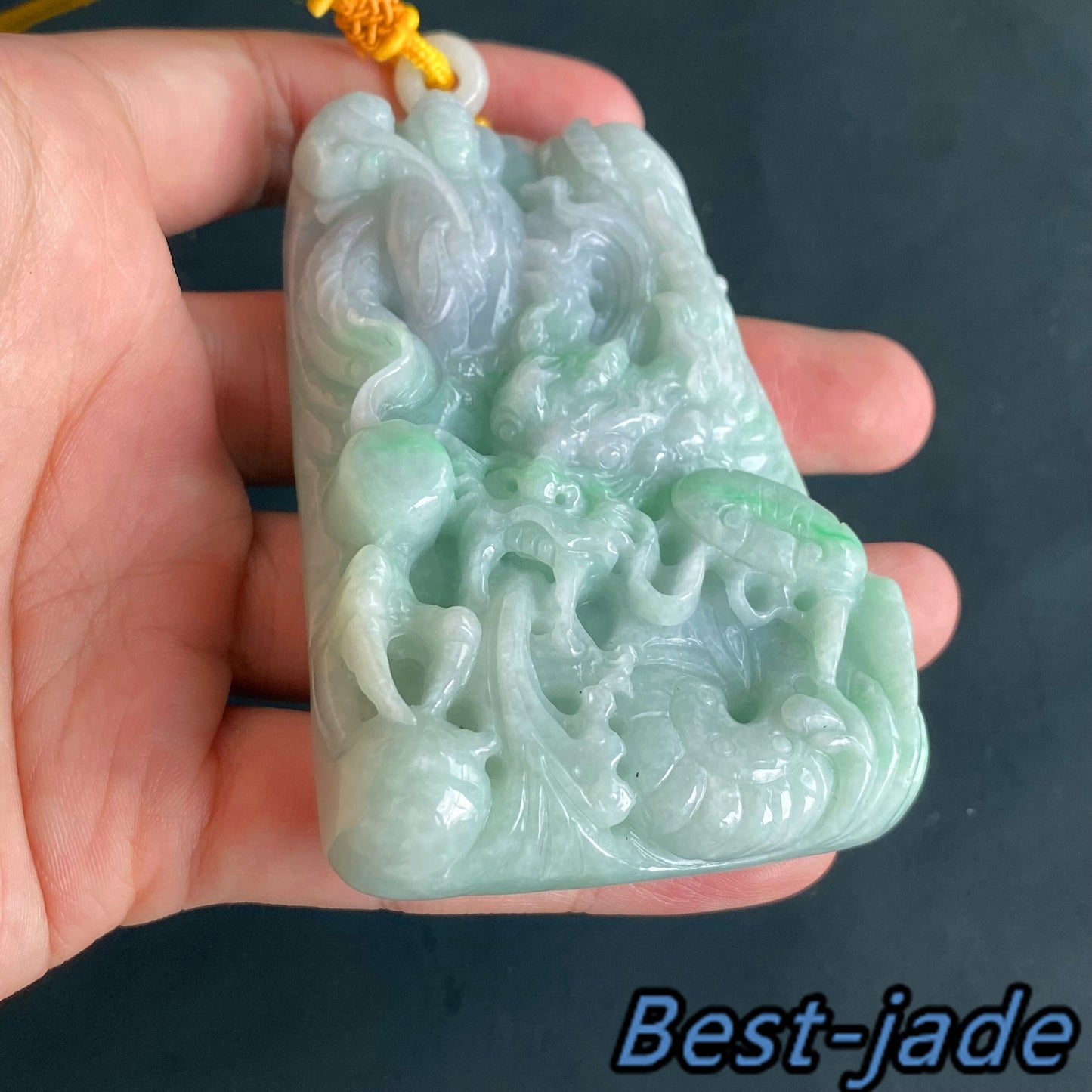 BIG Dragon Grade A jade Hand craved Natural Green Burma Jadeite man pendant necklace BEADS  ice Gemstone Green jadeit  jadéite 翡翠天然龙牌