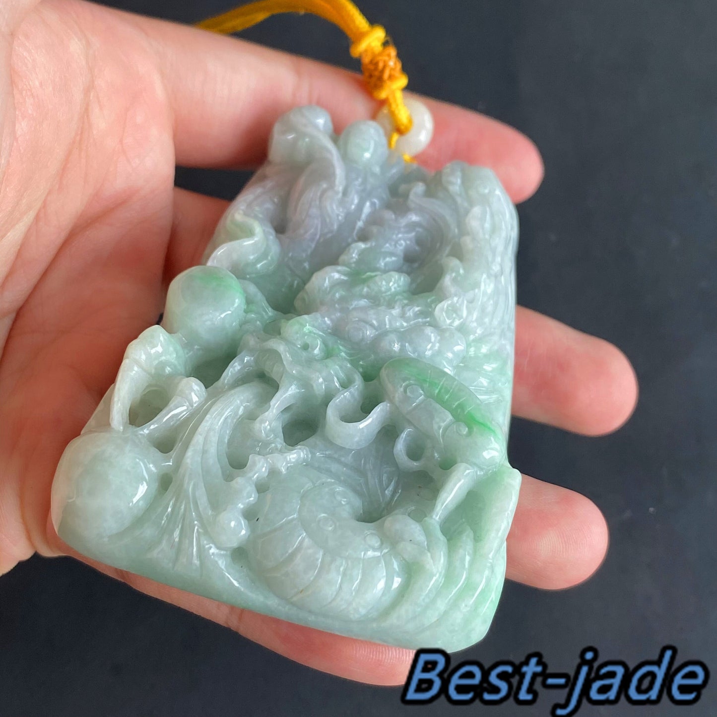 BIG Dragon Grade A jade Hand craved Natural Green Burma Jadeite man pendant necklace BEADS  ice Gemstone Green jadeit  jadéite 翡翠天然龙牌