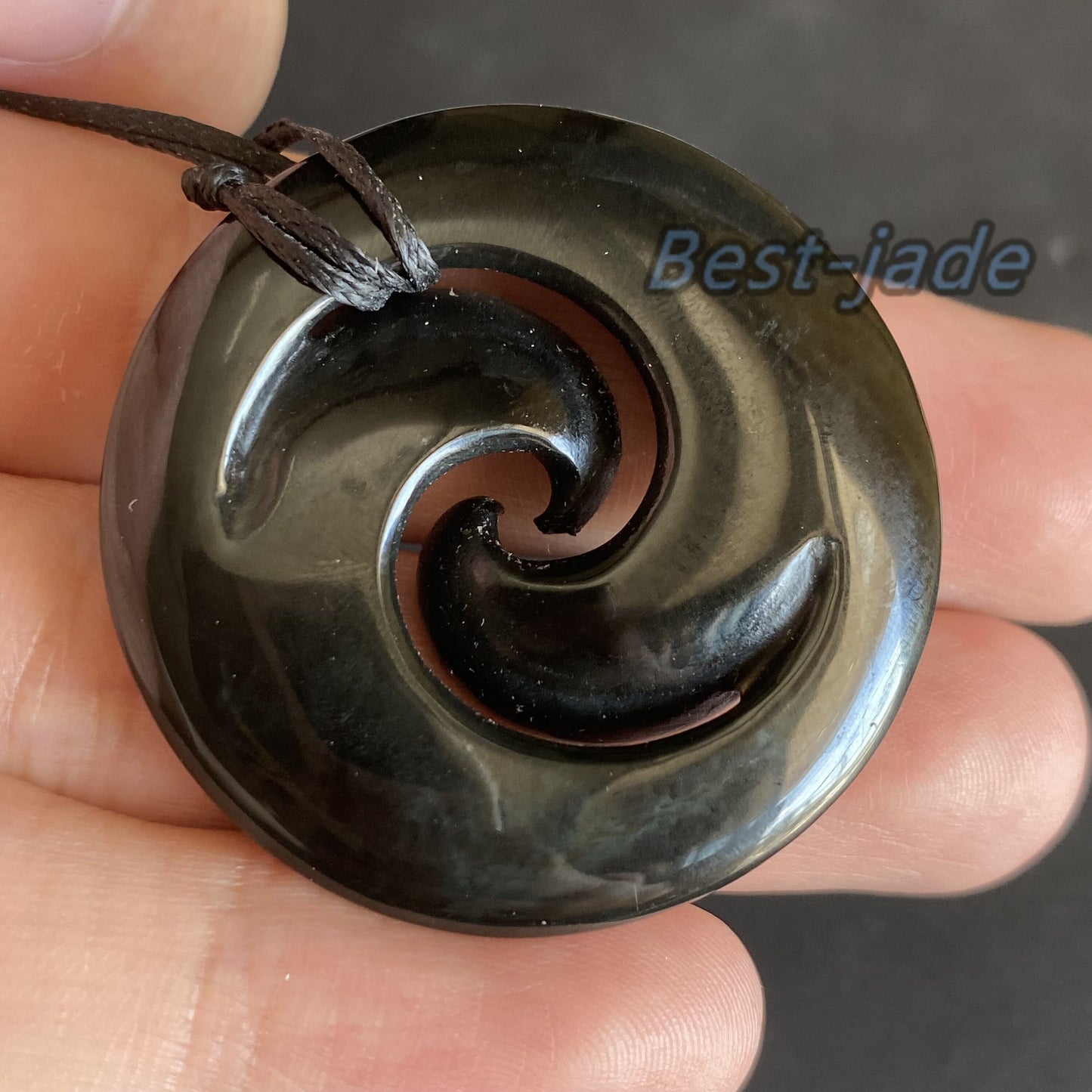 Vintage Round Hook Natural Australian Black Nephrite Jade Pendant Maori Style NZ Greenstone Pounamu Genuine jasper Jewelry Necklace