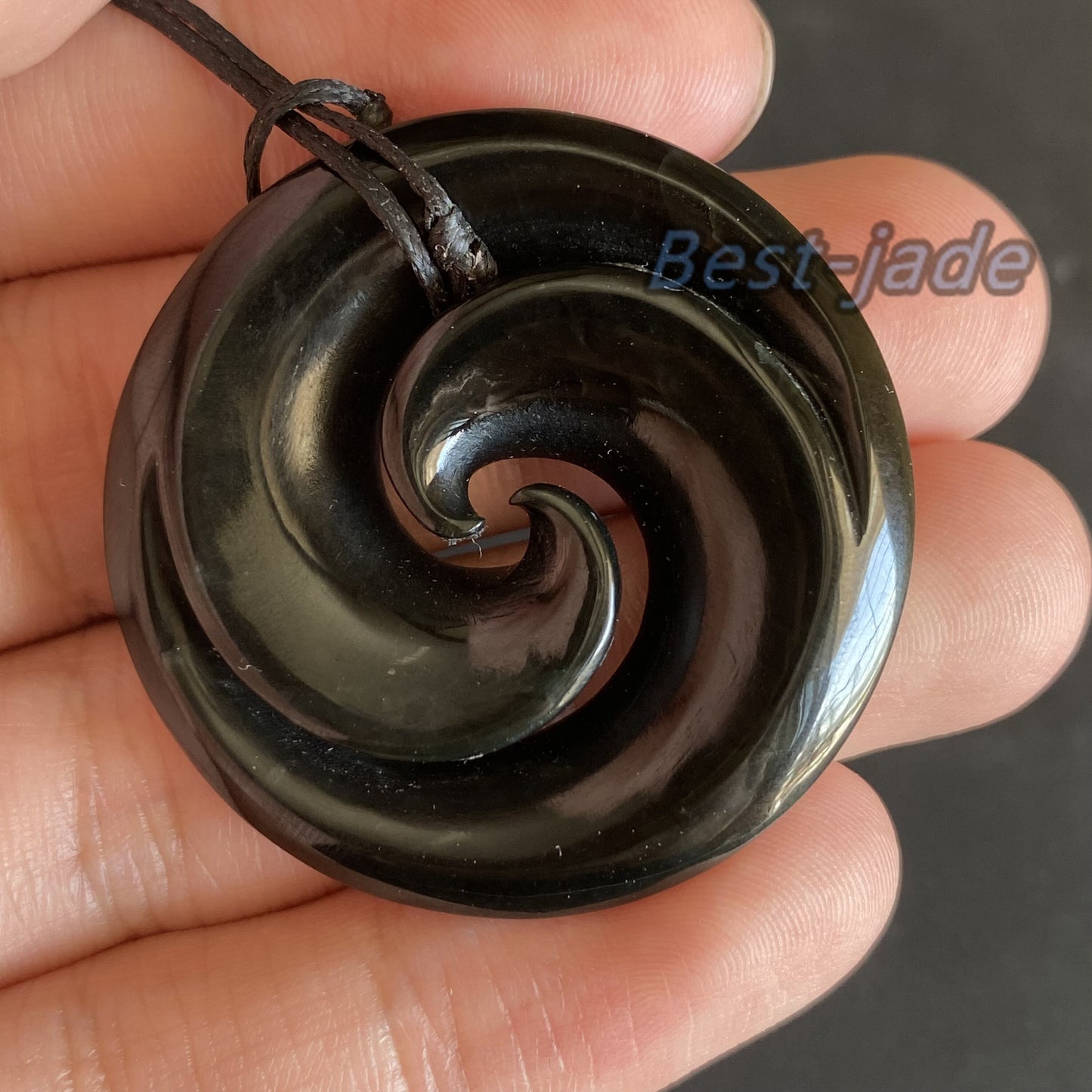 Vintage Round Hook Natural Australian Black Nephrite Jade Pendant Maori Style NZ Greenstone Pounamu Genuine jasper Jewelry Necklace