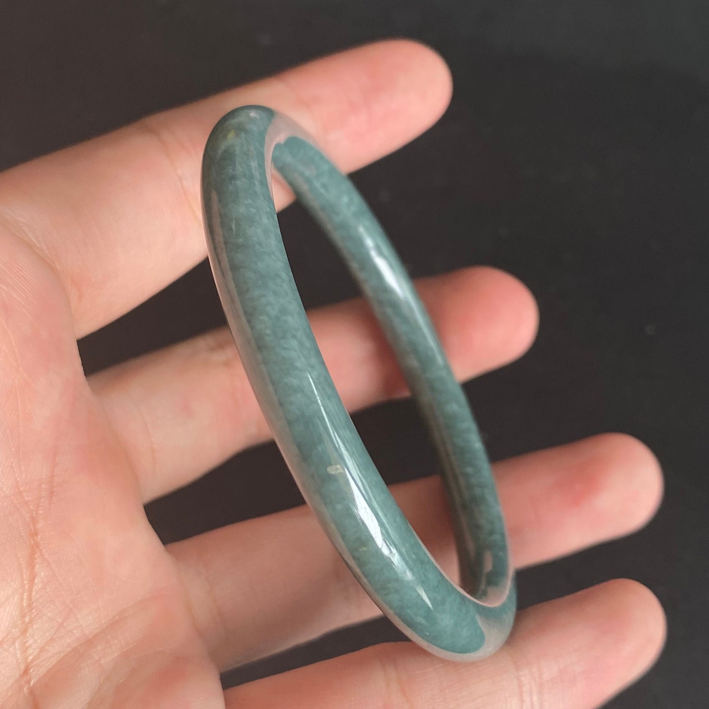 57.8mm Natural Guatemalan jadeite Translucent Blue Grade A jade Round band  bangle  Guatemala jade ring Female Jewelry jade gift