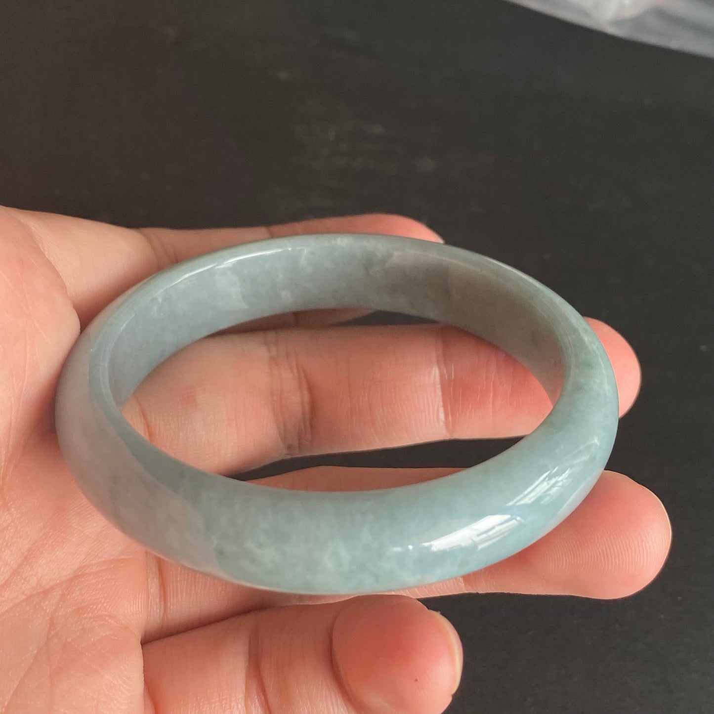 54.8mm Natural Guatemalan jadeite Translucent Blue Grade A jade Round band  bangle  Guatemala jade ring Female Jewelry jade gift